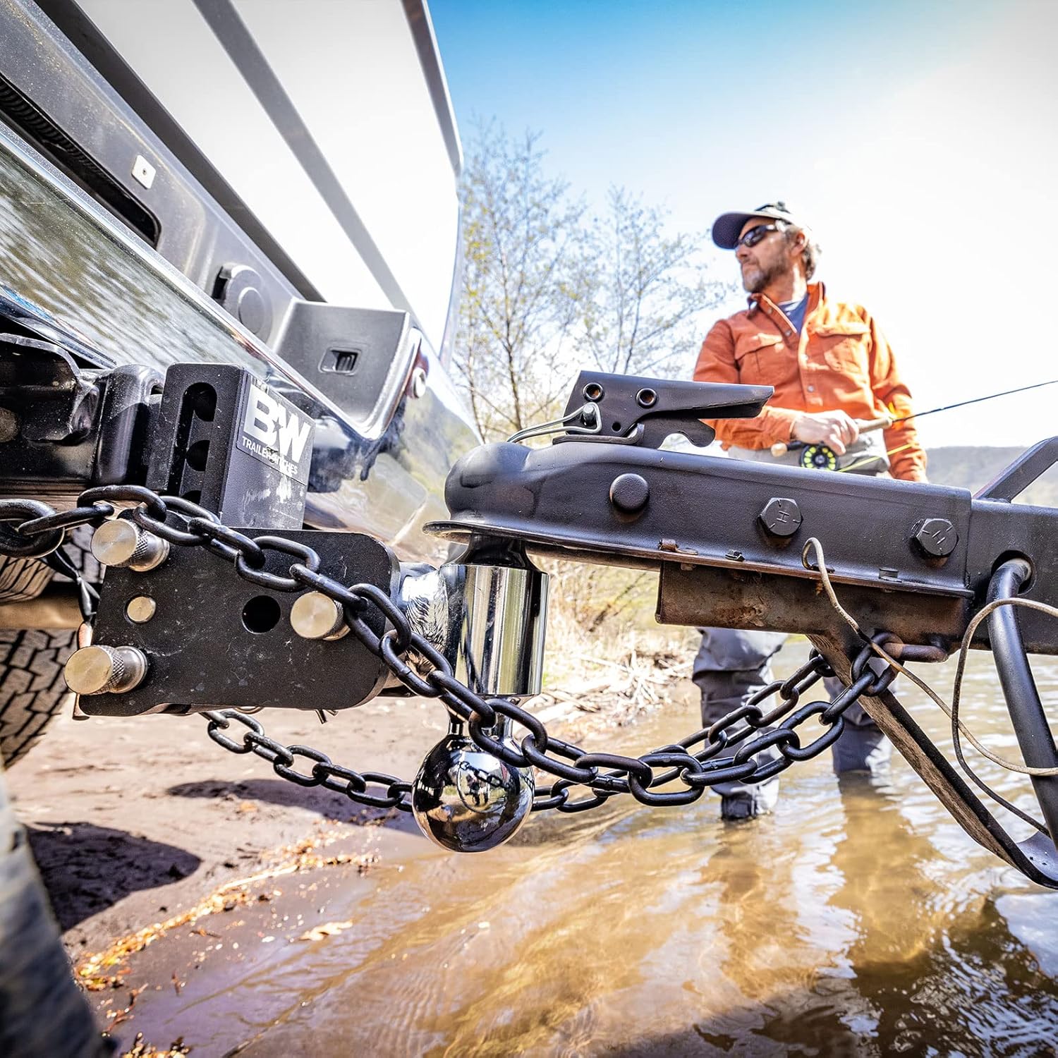 B&W Trailer Hitches Tow & Stow Adjustable Trailer Hitch Ball Mount - Fits 2.5 Receiver, Dual Ball (2 x 2-5 16), 8.5 Drop, 18,000 GTW - TS20043B0