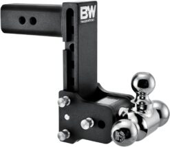 B&W Trailer Hitches Tow & Stow Adjustable Trailer Hitch Ball Mount - Fits 2.5" Receiver, Tri-Ball (1-7/8" x 2" x 2-5/16"), 7" Drop, 18,000 GTW - TS20049B