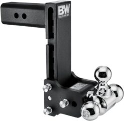 B&W Trailer Hitches Tow & Stow Adjustable Trailer Hitch Ball Mount - Fits 2.5" Receiver, Tri-Ball (1-7/8" x 2" x 2-5/16"), 8.5" Drop, 18,000 GTW - TS20050B