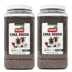 Badia Organic Chia Seeds, 5.5 Pounds (Pack of 2) – Superfood Rich in Omega-3, Fiber & Protein for Smoothies, & Baking, Gluten Free, Kosher