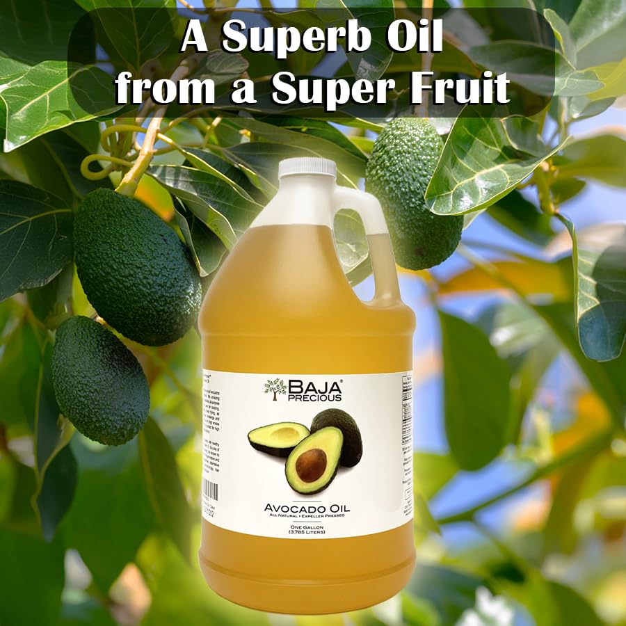 Baja Precious - Avocado Oil 100% Pure, 1 Gallon Jug, Food Grade Perfect for High Heat Cooking, Skincare, Hair Treatments, Soapmaking & More7