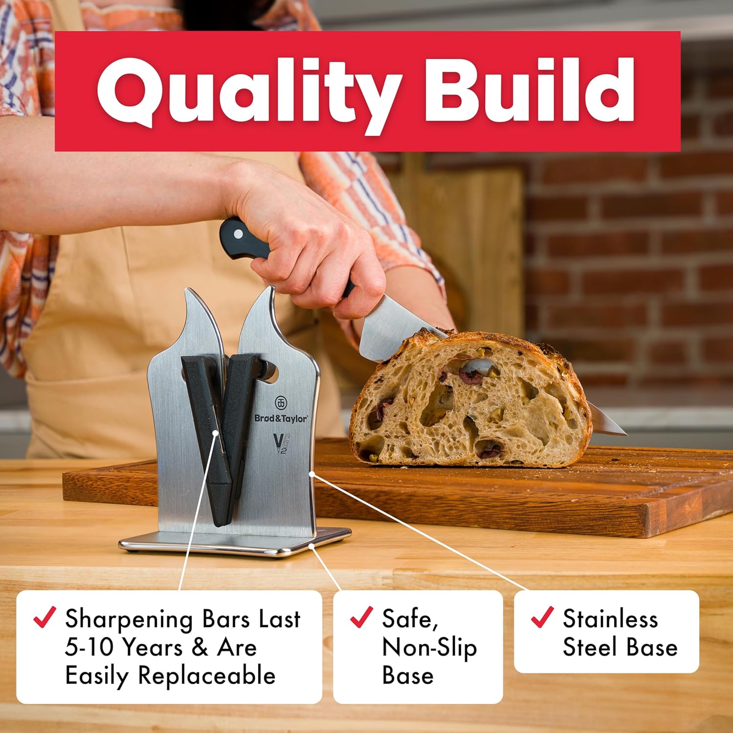 Brod & Taylor VG2 Professional Knife Sharpener 3-Action Tungsten Carbide (Stainless Steel)14