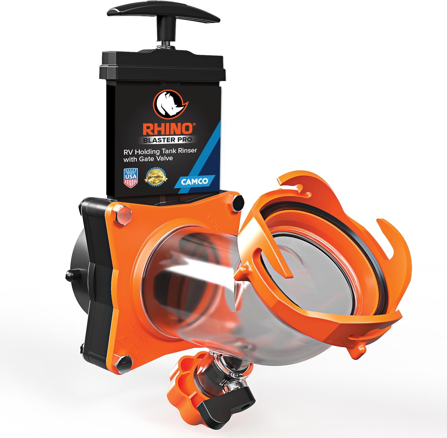Camco Rhino Blaster RV Tank Rinser with Gate Valve & Backflow Preventer RV Accessories for Waste Tank Cleaning - Essential Camper Supplies for Odor Control and Sensor Maintenance - (39086) Camco Rhino Blaster RV Tank Rinser with Gate Valve & Backflow Preventer RV Accessories for Waste Tank Cleaning - Essential Camper Supplies for Odor Control and Sensor Maintenance - (39086)