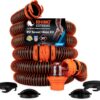 Camco RhinoEXTREME 20' RV Sewer Hose Kit – Premium Sewer Kit — Pre-Assembled & Ready-to-Use — Includes 4-in-1 Dump Station Adapter & Storage Caps — Crush & Abrasion Resistant (21012)