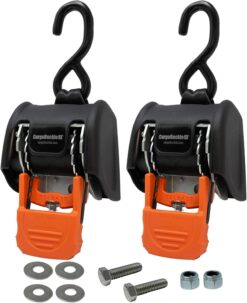 CargoBuckle G3 Bolt On Retractable Ratchet Straps Heavy Duty, 3,500 lbs Break Strength, 2-Inch x 6-Feet Automotive Tie-Downs for Trucks, Cargo Trailer Straps for ATV & SxS, 2-Pack