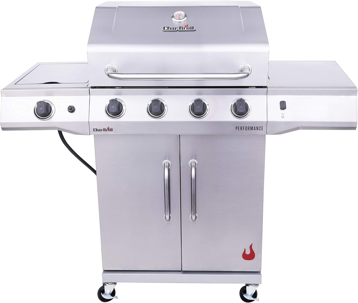 Charbroil Performance Series Convective 4-Burner with Side Burner Cabinet Propane Gas Grill, Stainless Steel - 463354021 Charbroil Performance Series Convective 4-Burner with Side Burner Cabinet Propane Gas Grill, Stainless Steel - 463354021
