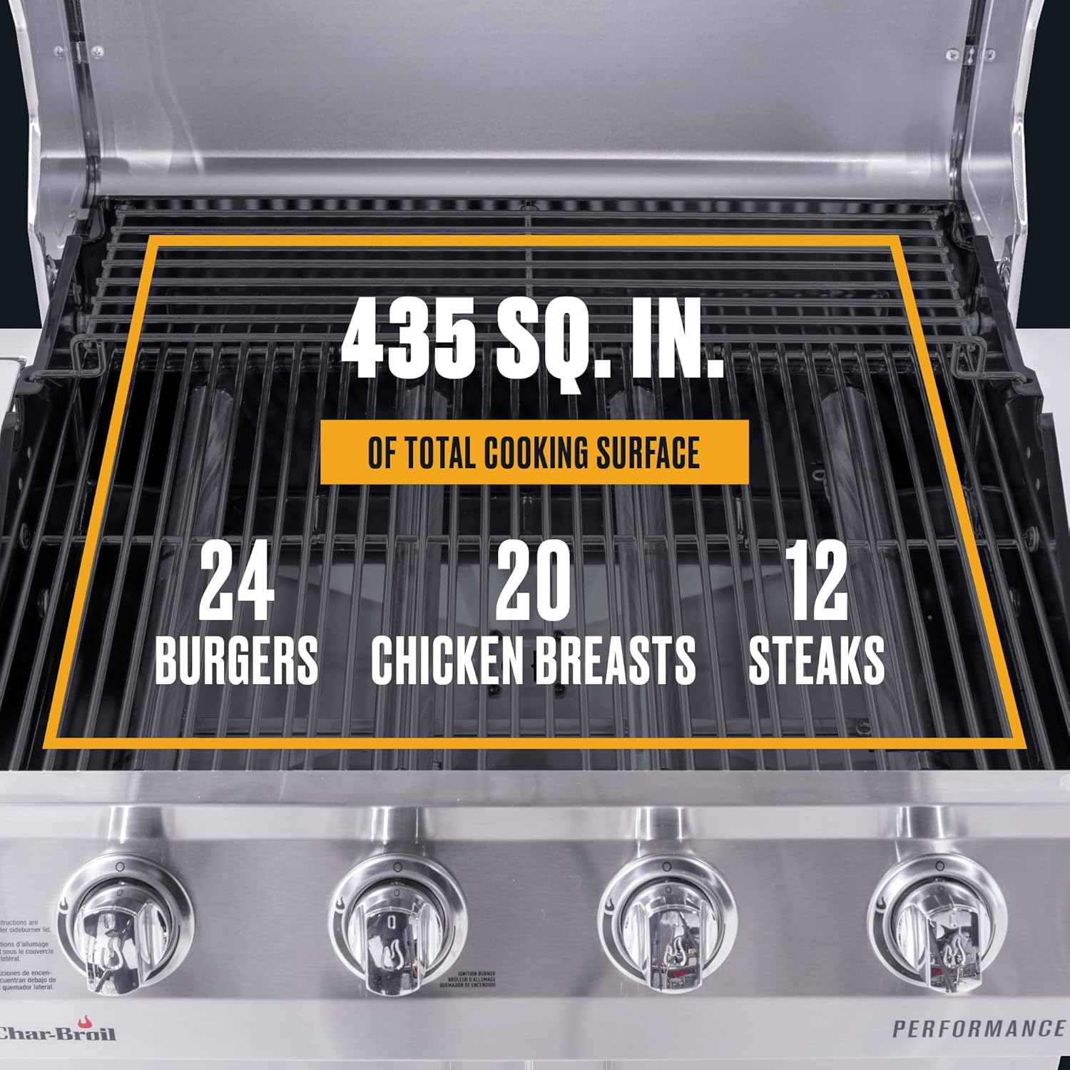 Charbroil Performance Series Convective 4-Burner with Side Burner Cabinet Propane Gas Grill, Stainless Steel - 46335402114