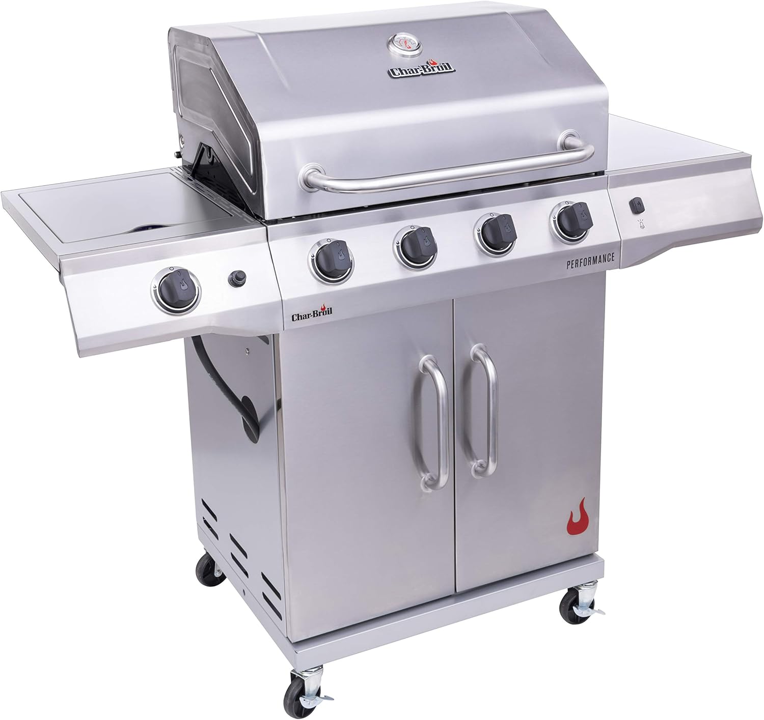 Charbroil Performance Series Convective 4-Burner with Side Burner Cabinet Propane Gas Grill, Stainless Steel - 4633540217