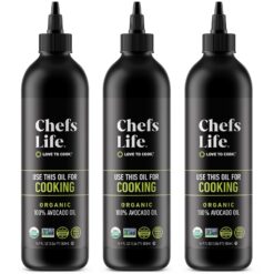 Chefs Life Organic Avocado Oil - Organic Avocado Oil For Cooking, Avocado Oil Organic for Dressing, Dipping, Drizzle, 100% Pure, Single Origin, Non GMO - 16.9 Fl Oz Squeezable Bottle (3 Pack)