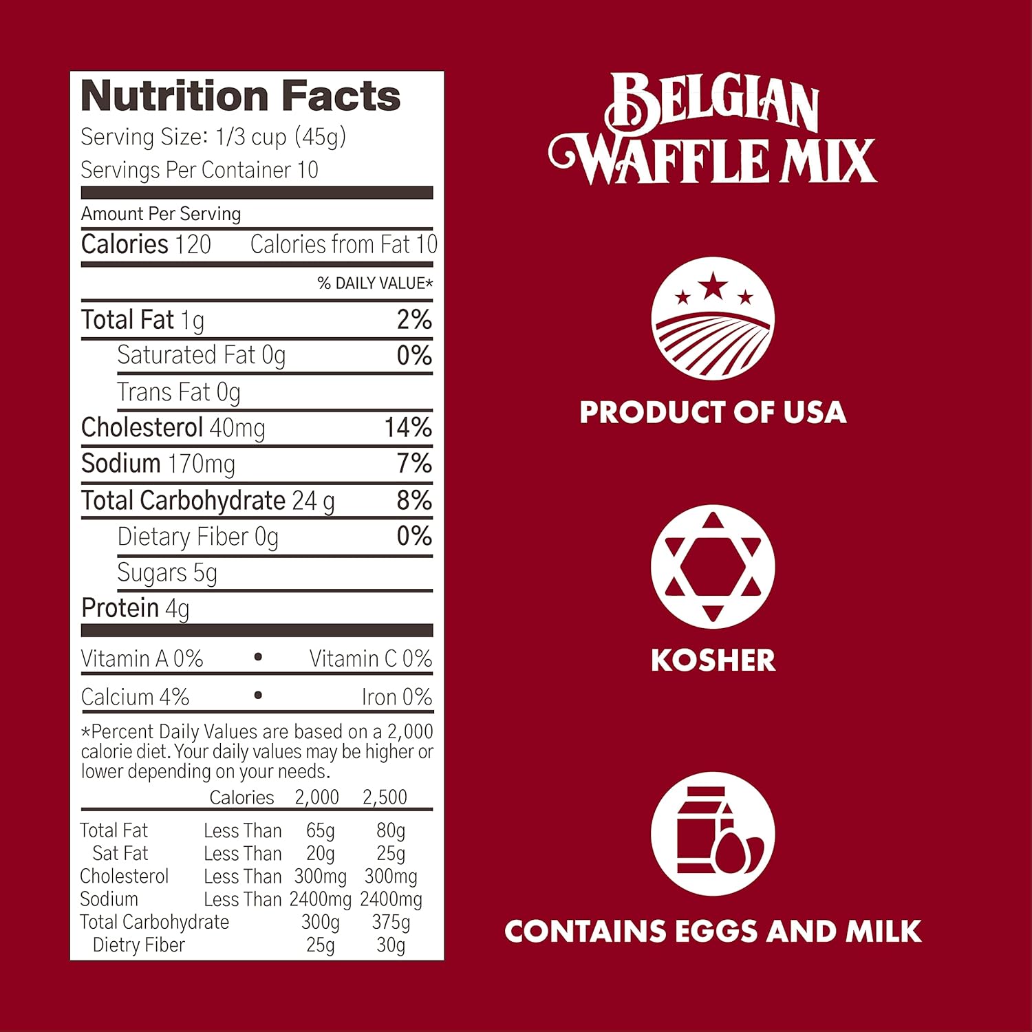 Classique Fare Belgian Waffle Mix - Makes Light and Crisp Waffles, Pancakes, Muffins & Crepes - Works with Waffle Maker - Fast and Fresh Breakfast Foods - 1 Pound (Pack of 6)1