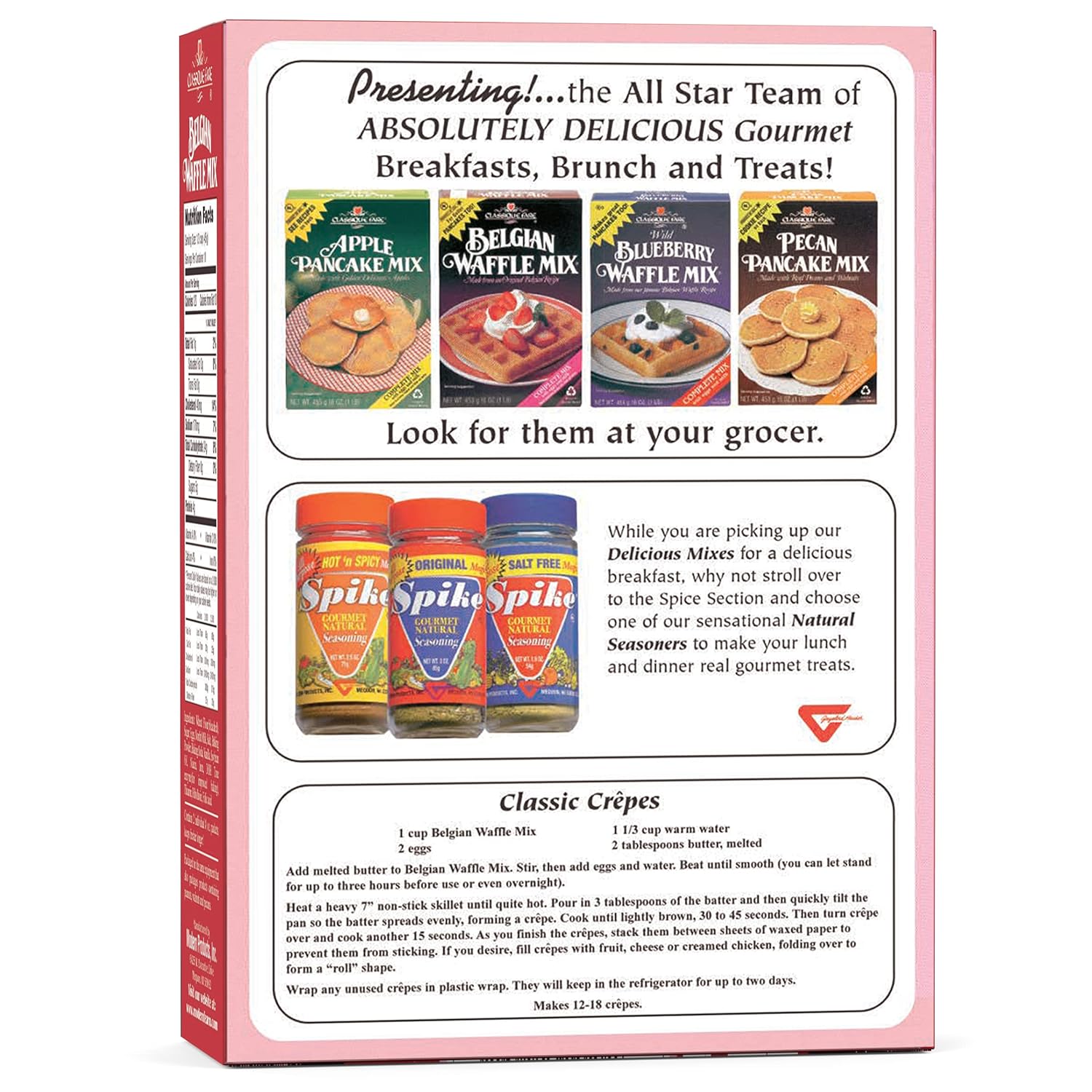 Classique Fare Belgian Waffle Mix - Makes Light and Crisp Waffles, Pancakes, Muffins & Crepes - Works with Waffle Maker - Fast and Fresh Breakfast Foods - 1 Pound (Pack of 6)4