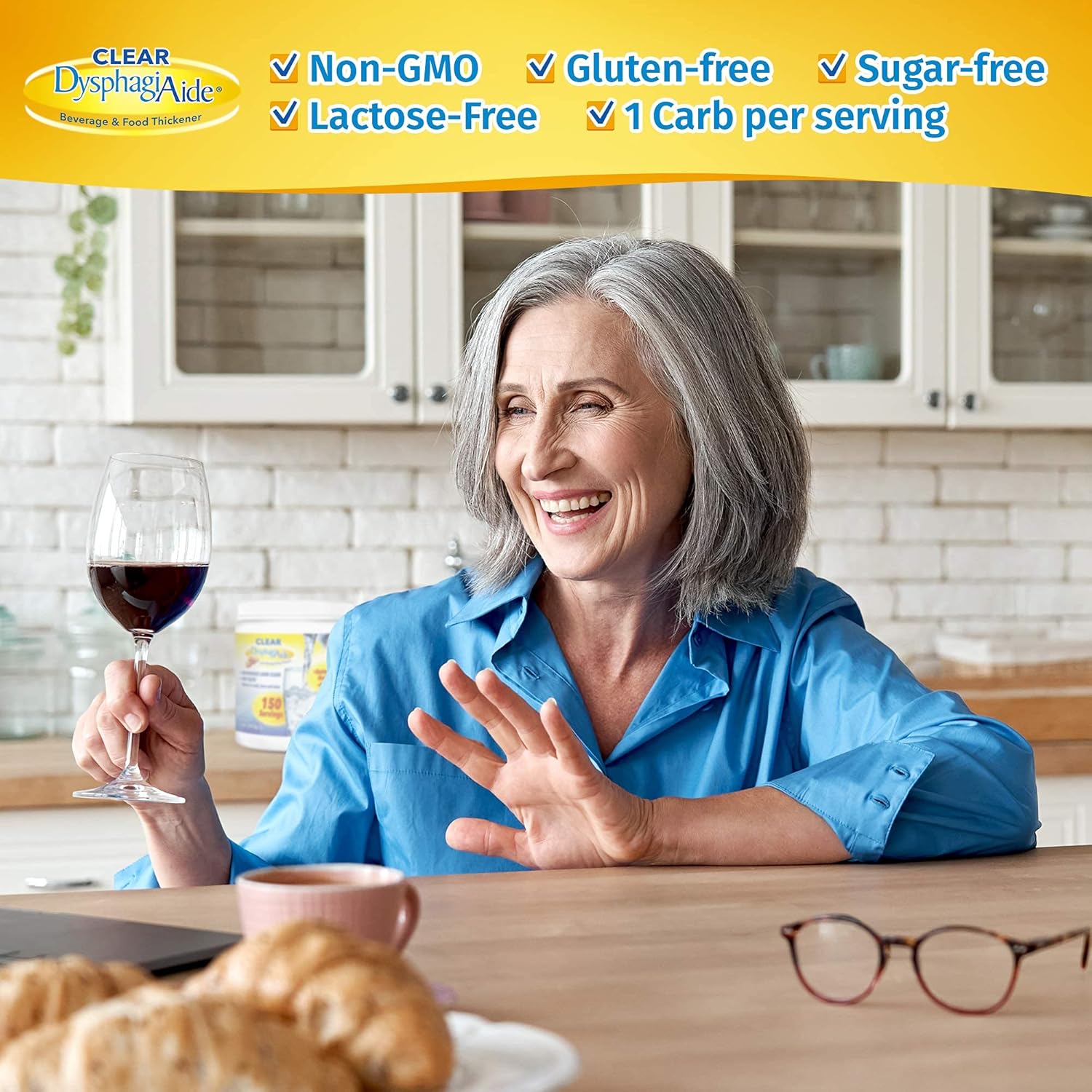 Clear DysphagiAide Thickener Powder - 400 Servings Jar - Instant Thickener for Liquids and Foods – For people with Dysphagia, Pack of 1, (19.75 oz jar)17