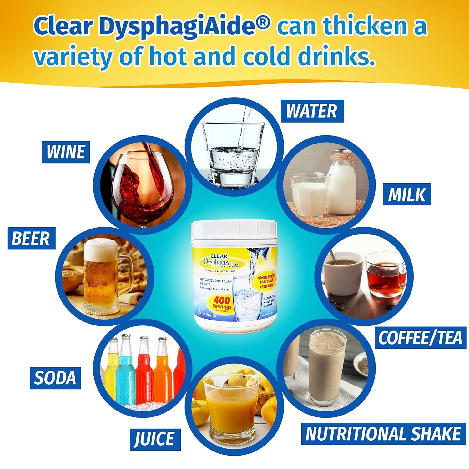 Clear DysphagiAide Thickener Powder - 400 Servings Jar - Instant Thickener for Liquids and Foods – For people with Dysphagia, Pack of 1, (19.75 oz jar)1w