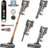 Cordless Vacuum Cleaner, 580W/48KPA/65Mins Vacuum Cleaners for Home, Super 1.8L Cup& Large LED Screen Stick Vacuum Anti-Tangle, Lightweight Cordless Vacuum with Charging Dock for Pet Hair/Carpet/Floor