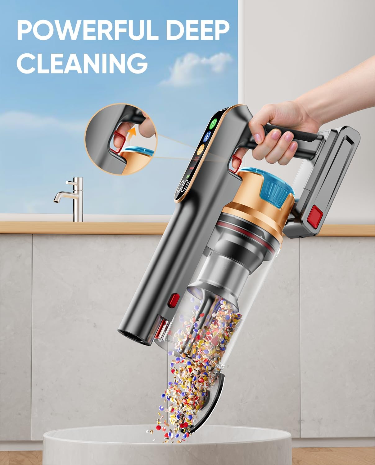 Cordless Vacuum Cleaner, 580W 48KPA 65Mins Vacuum Cleaners for Home, Super 1.8L Cup& Large LED Screen Stick Vacuum Anti-Tangle, Lightweight Cordless Vacuum with Charging Dock for Pet Hair Carpet Floor11