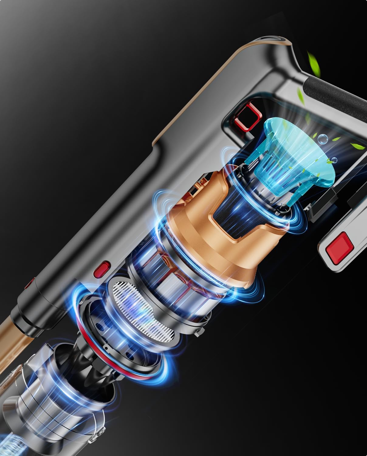 Cordless Vacuum Cleaner, 580W 48KPA 65Mins Vacuum Cleaners for Home, Super 1.8L Cup& Large LED Screen Stick Vacuum Anti-Tangle, Lightweight Cordless Vacuum with Charging Dock for Pet Hair Carpet Floor3