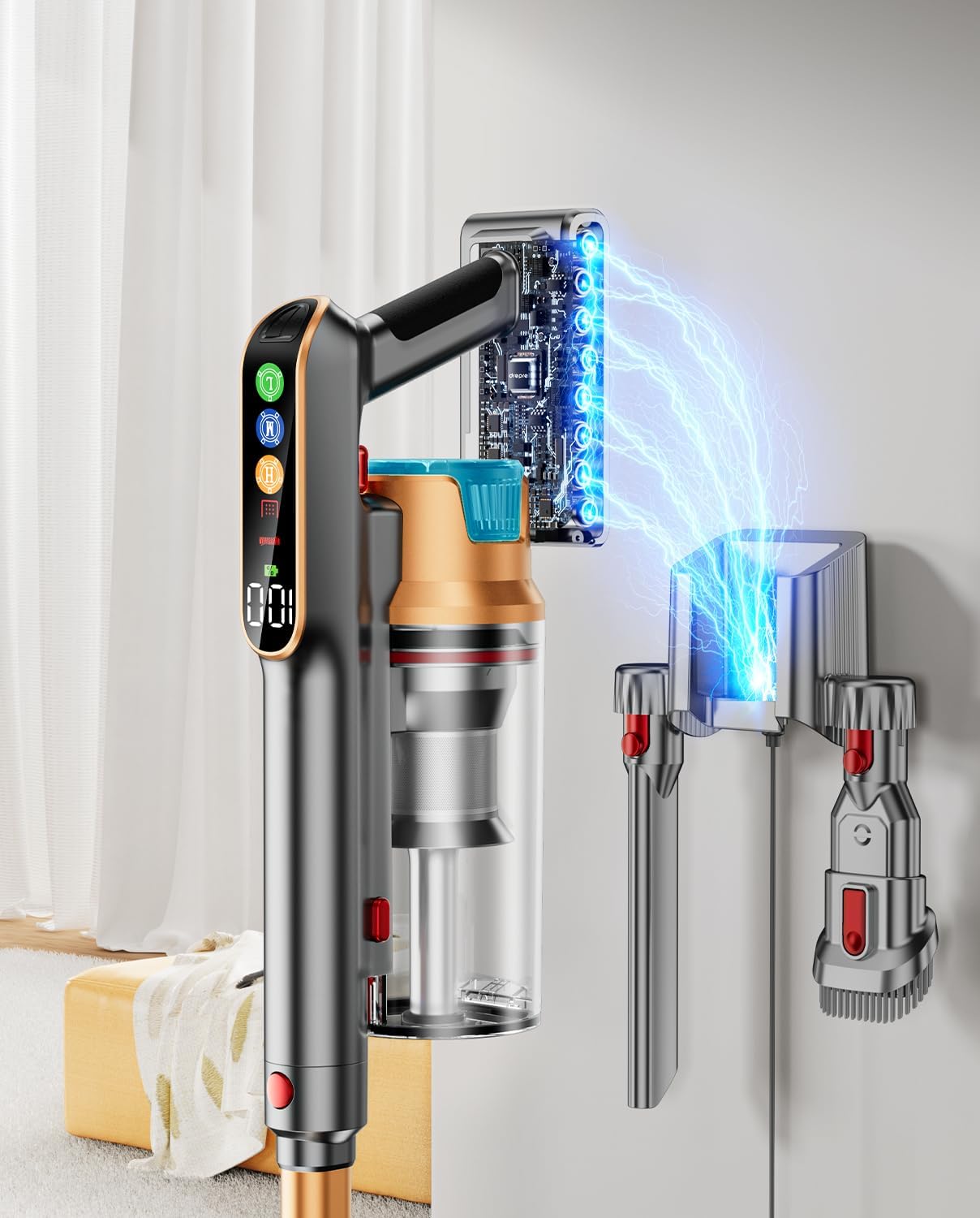 Cordless Vacuum Cleaner, 580W 48KPA 65Mins Vacuum Cleaners for Home, Super 1.8L Cup& Large LED Screen Stick Vacuum Anti-Tangle, Lightweight Cordless Vacuum with Charging Dock for Pet Hair Carpet Floor9