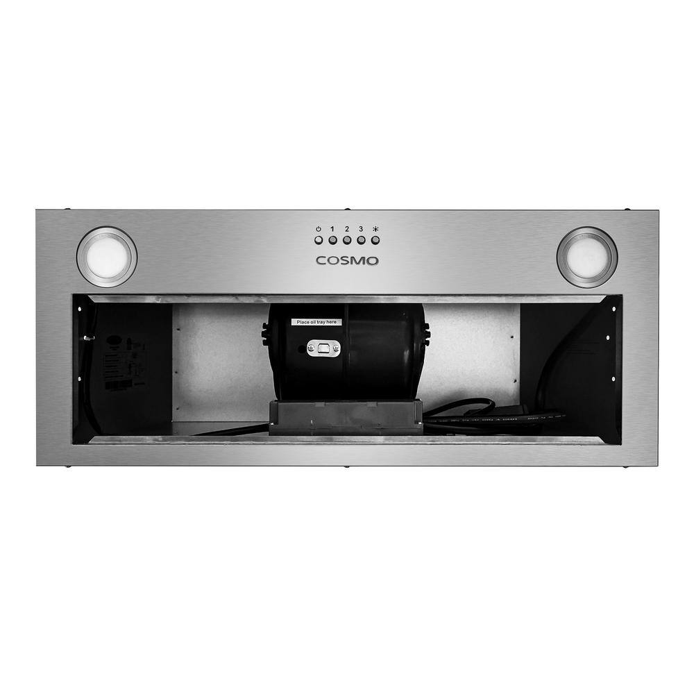 Cosmo COS-30IRHP 30 in. Lumin Collection 380 CFM Ducted Insert Range Hood, Button Controls, LED Lights, Stainless Steel8
