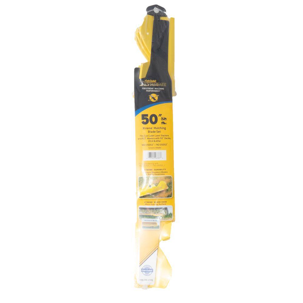 Cub Cadet 490-110-C178 Original Equipment Xtreme 3-in-1 Blade Set for Select 50 in. Mowers with 6-Point Star OE# 942-05052-X, 942-05052-X Cub Cadet 490-110-C178 Original Equipment Xtreme 3-in-1 Blade Set for Select 50 in. Mowers with 6-Point Star OE# 942-05052-X, 942-05052-X