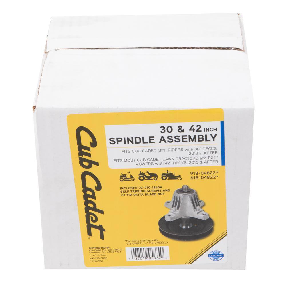 Cub Cadet 490-130-C002 Original Equipment Spindle Assembly for Select 30 in. and 42 in. Lawn Tractors and RZT's, OE# 918-04822 and 618-04822 Cub Cadet 490-130-C002 Original Equipment Spindle Assembly for Select 30 in. and 42 in. Lawn Tractors and RZT's, OE# 918-04822 and 618-04822