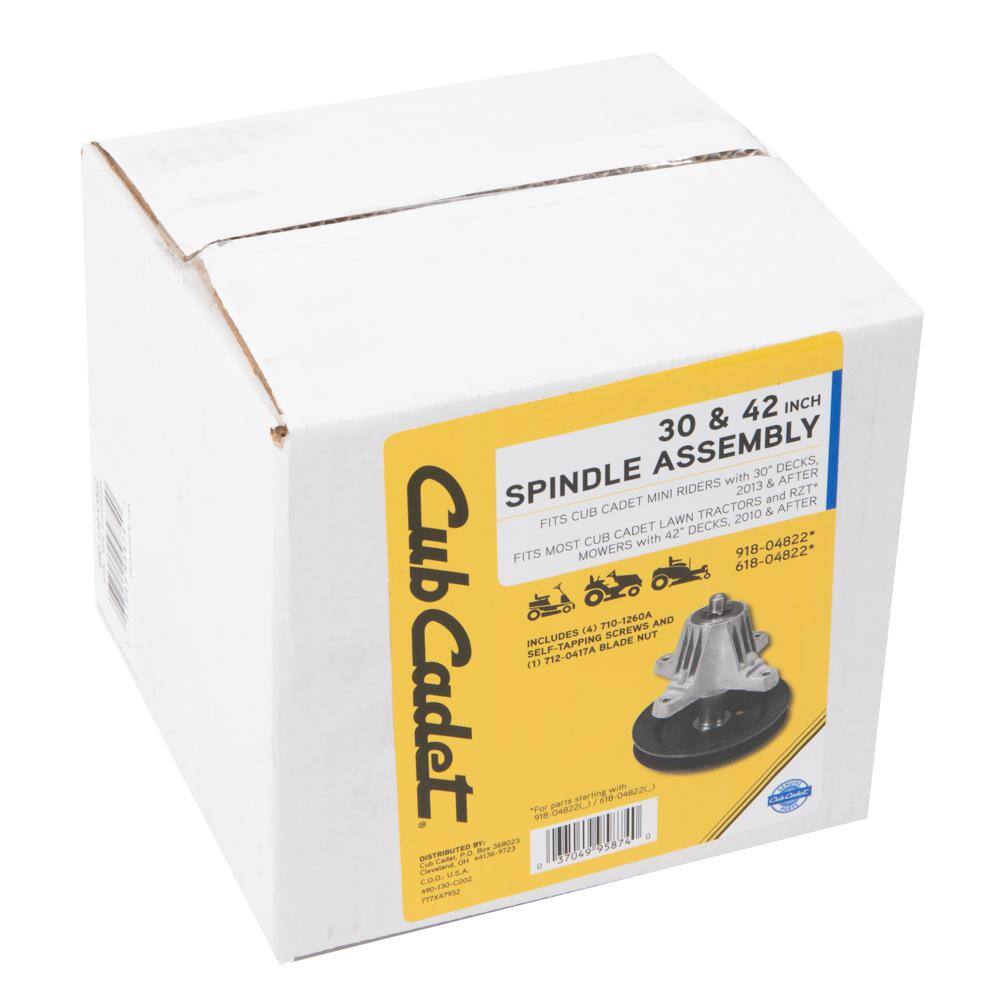Cub Cadet 490-130-C002 Original Equipment Spindle Assembly for Select 30 in. and 42 in. Lawn Tractors and RZT's, OE# 918-04822 and 618-048224