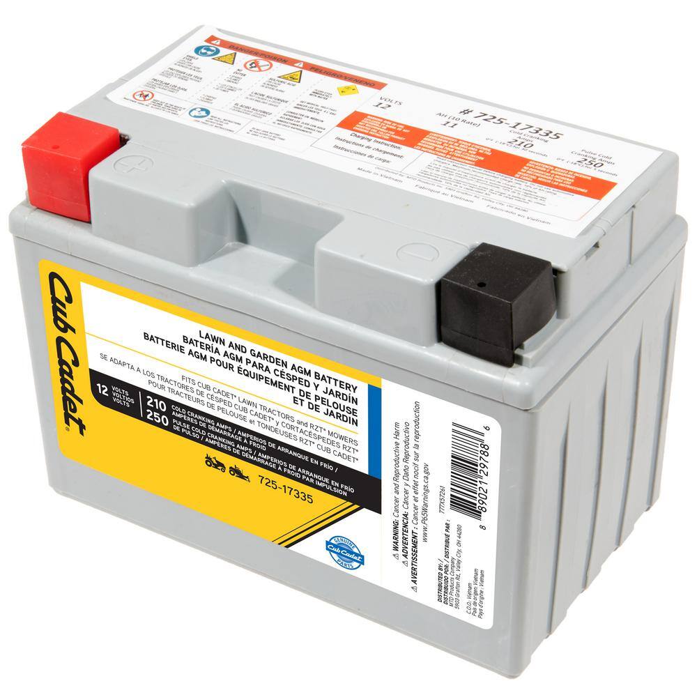 Cub Cadet 725P17335 Replacement 12-Volt 11 Ah 210 CCA Sealed AGM Riding Lawn Mower Battery7