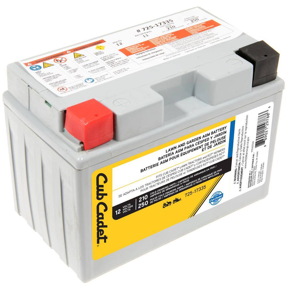 Cub Cadet 725P17335 Replacement 12-Volt 11 Ah 210 CCA Sealed AGM Riding Lawn Mower Battery9
