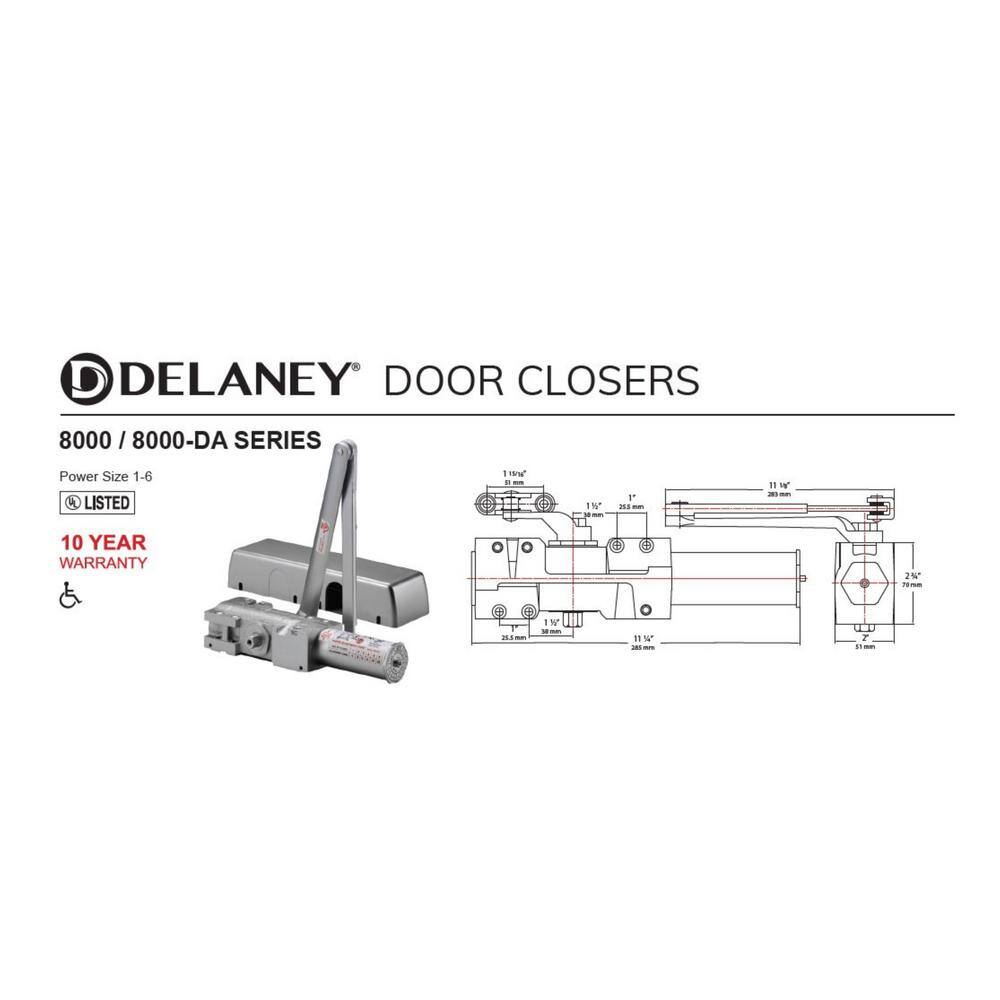 DELANEY HARDWARE 608841 Heavy Duty Grade 1 Cast Iron Body Duro Bronze Finish Commercial Door Closer with Delay Action1