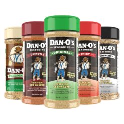 Dan-O's 5 Bottle Seasoning Set, Small Bottles, 5 Pack, Includes Original, Spicy, Chipotle, Crunchy and Cheesoning Seasonings, Sugar Free, Zero Calorie, All-Purpose Seasoning Kit