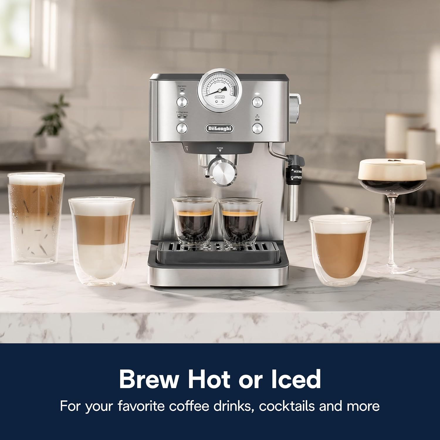 De’Longhi Linea Classic Espresso Machine with Milk Frother, 15-Bar Pump & Temperature Control - Barista Coffee Maker Kit for Espresso, Latte, Cappuccino & Iced Coffee - Italian Stainless Steel Design0