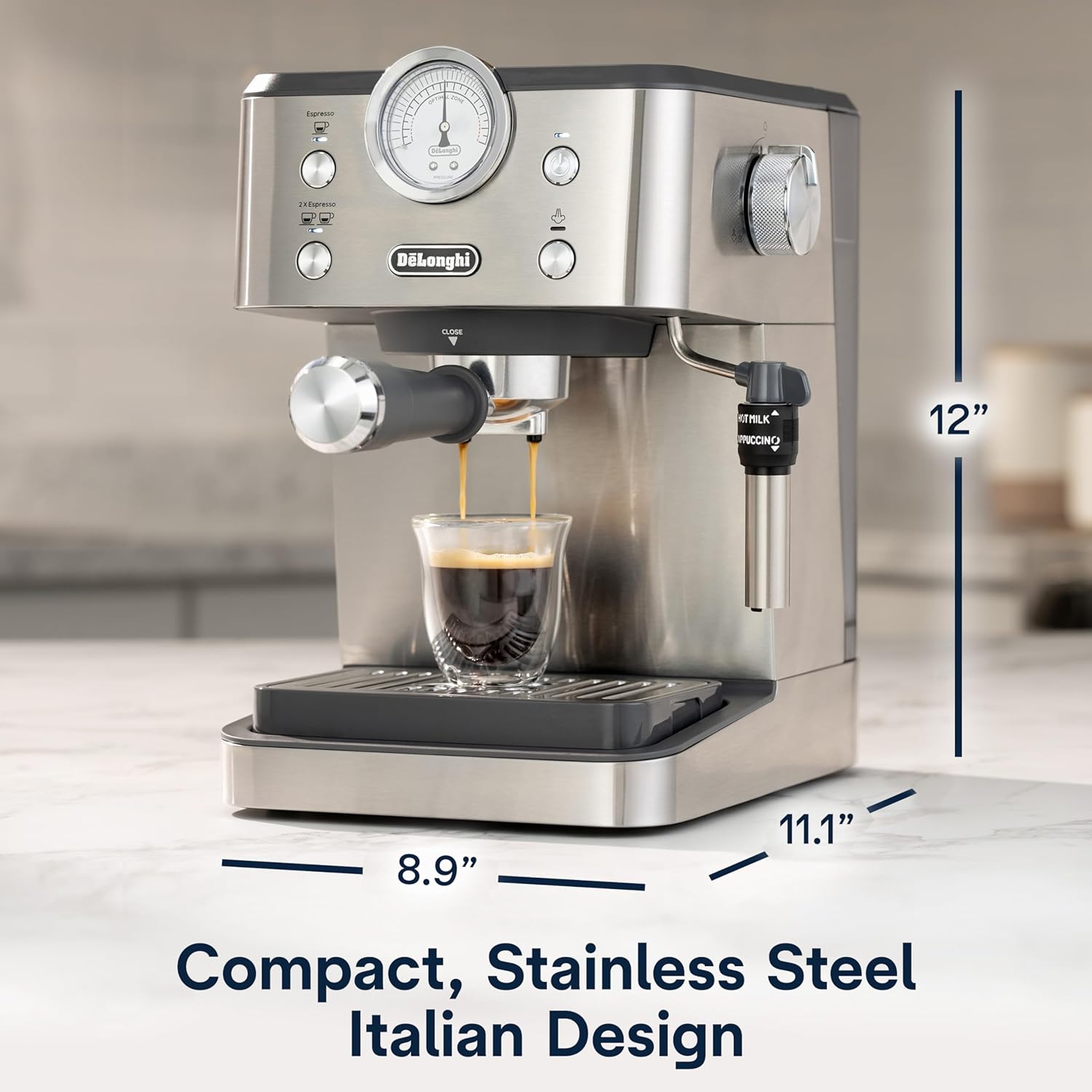 De’Longhi Linea Classic Espresso Machine with Milk Frother, 15-Bar Pump & Temperature Control - Barista Coffee Maker Kit for Espresso, Latte, Cappuccino & Iced Coffee - Italian Stainless Steel Design6