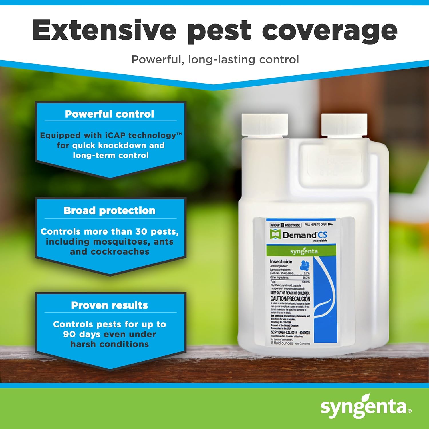 Demand CS Insecticide - Contains iCAP Technology for Long-Lasting Pest Control, 8-oz. Sprayable Insecticide, Effective Against Over 30 Pests, Formulated for Indoor & Outdoor Use1