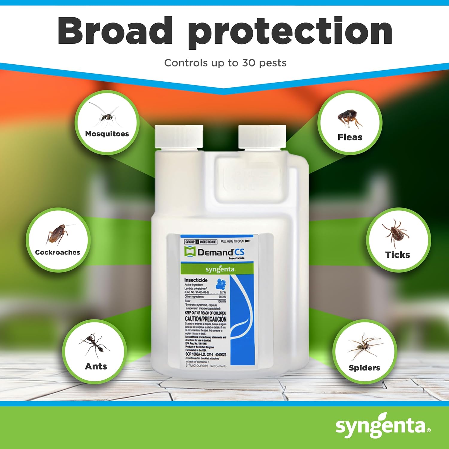 Demand CS Insecticide - Contains iCAP Technology for Long-Lasting Pest Control, 8-oz. Sprayable Insecticide, Effective Against Over 30 Pests, Formulated for Indoor & Outdoor Use8