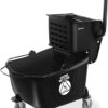 Dryser Commercial Mop Bucket with Side Press Wringer, 26 Quart, Black
