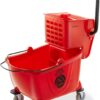 Dryser Commercial Mop Bucket with Side Press Wringer, 26 Quart, Red