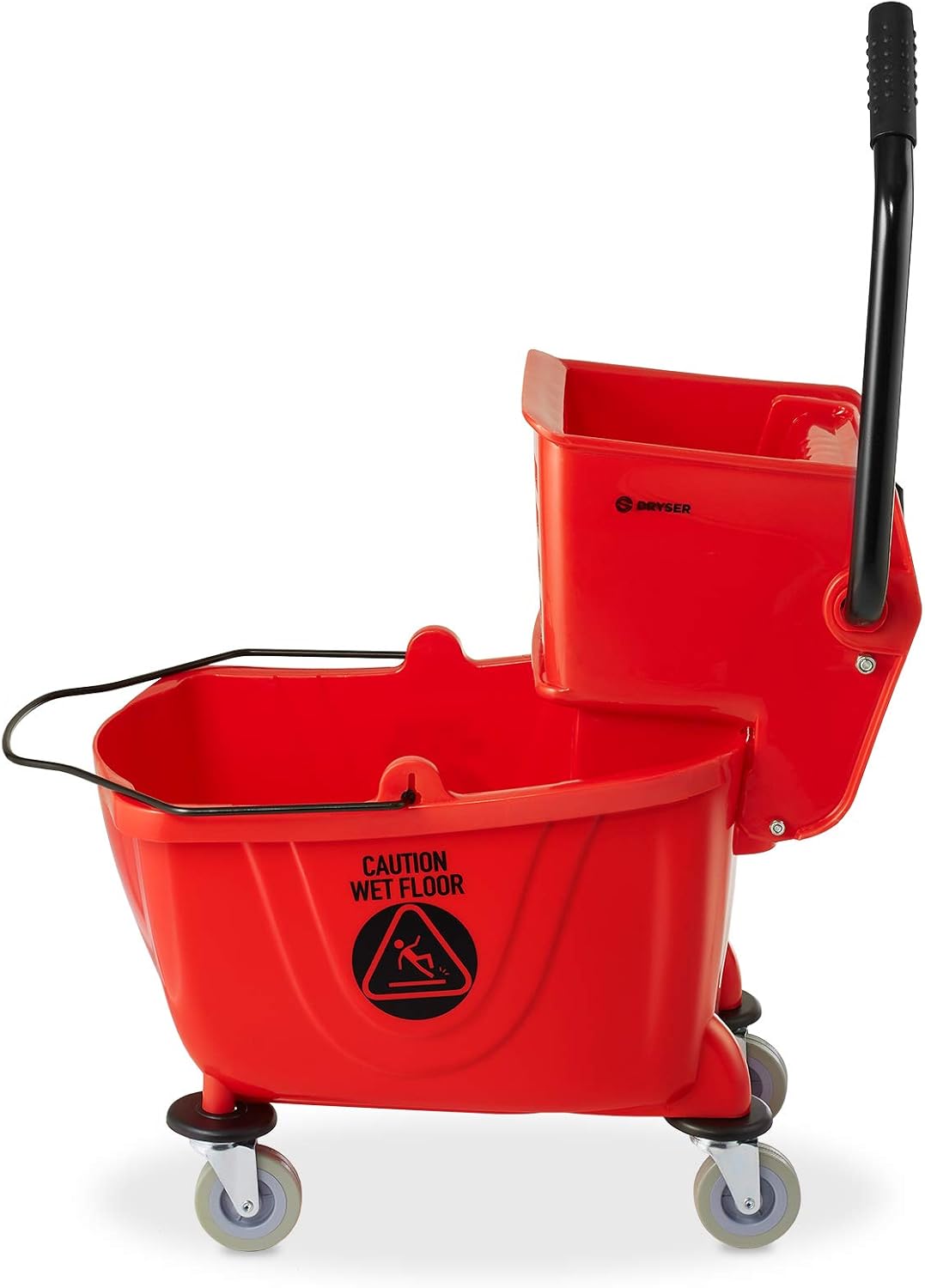 Dryser Commercial Mop Bucket with Side Press Wringer, 26 Quart, Red1