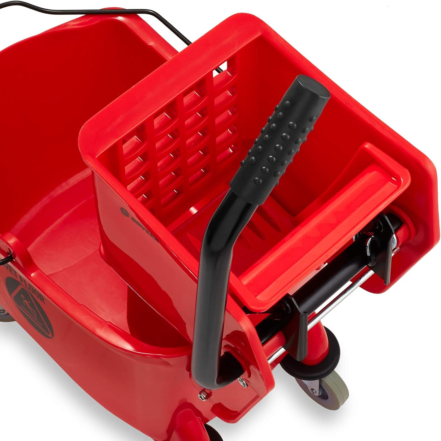 Dryser Commercial Mop Bucket with Side Press Wringer, 26 Quart, Red4