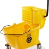 Dryser Commercial Mop Bucket with Side Press Wringer, 26 Quart, Yellow
