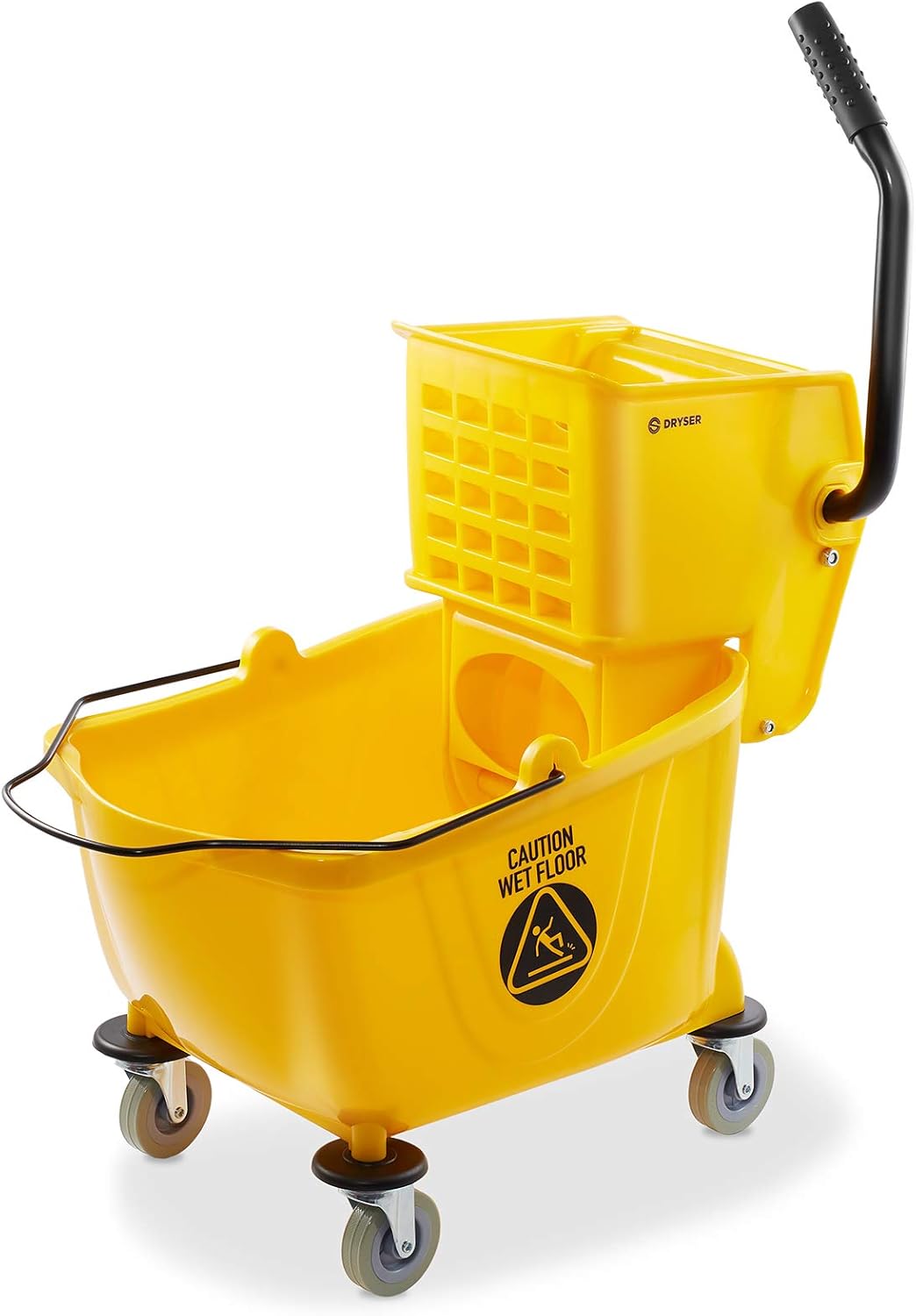 Dryser Commercial Mop Bucket with Side Press Wringer, 26 Quart, Yellow Dryser Commercial Mop Bucket with Side Press Wringer, 26 Quart, Yellow