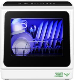 EUHOMY Mini Portable Dishwasher Countertop Compact Dishwashers, Tabletop Small Dishwasher with 5L Built-in Water Tank with 6 Modes and Baby Care for Apartments& RVs, No Hookup Needed