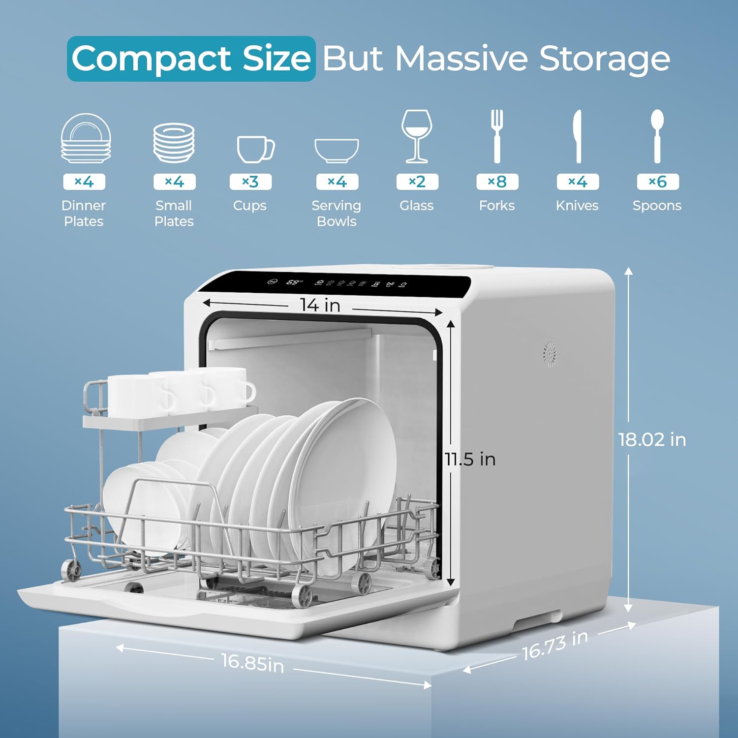 EUHOMY Mini Portable Dishwasher Countertop Compact Dishwashers, Tabletop Small Dishwasher with 5L Built-in Water Tank with 6 Modes and Baby Care for Apartments& RVs, No Hookup Needed9