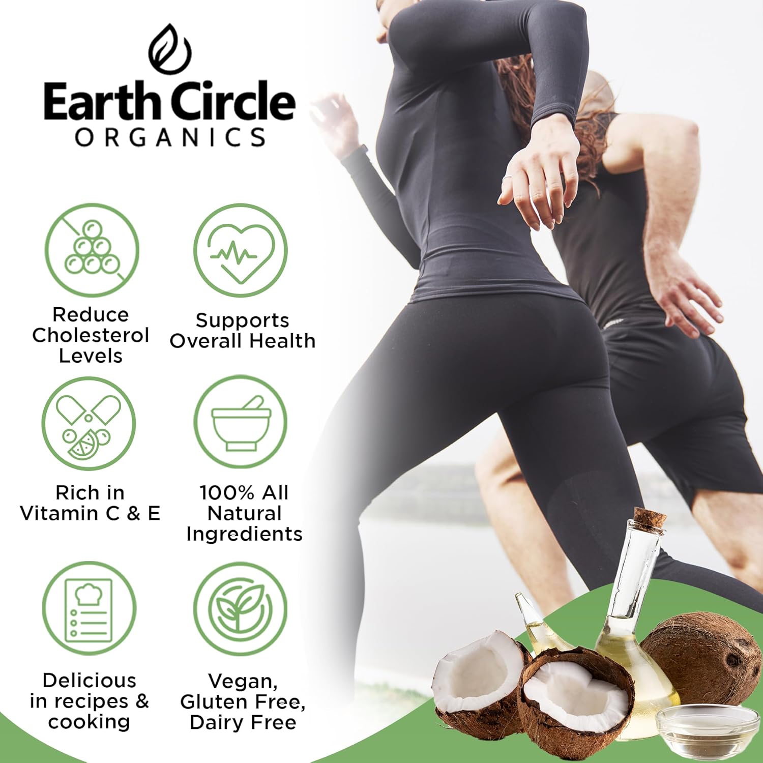 Earth Circle Organics Premium Ultra-Pure Unrefined Cold Pressed Extra Virgin Coconut Oil - Gluten-Free, Keto & Paleo Friendly - Raw Coconut Oil for Skin & Hair Care, Cooking, Baking & More - 1 Gallon2