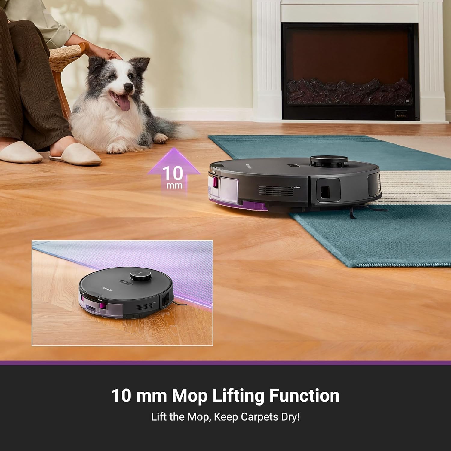 Eureka E20 Plus Robot Vacuum and Mop Combo, Robot Vacuum Cleaner with Bagless Self Emptying Station, 45-Day Capacity 8000Pa Suction and Anti Hair-Tangling Brush App Control LiDAR Navigation5