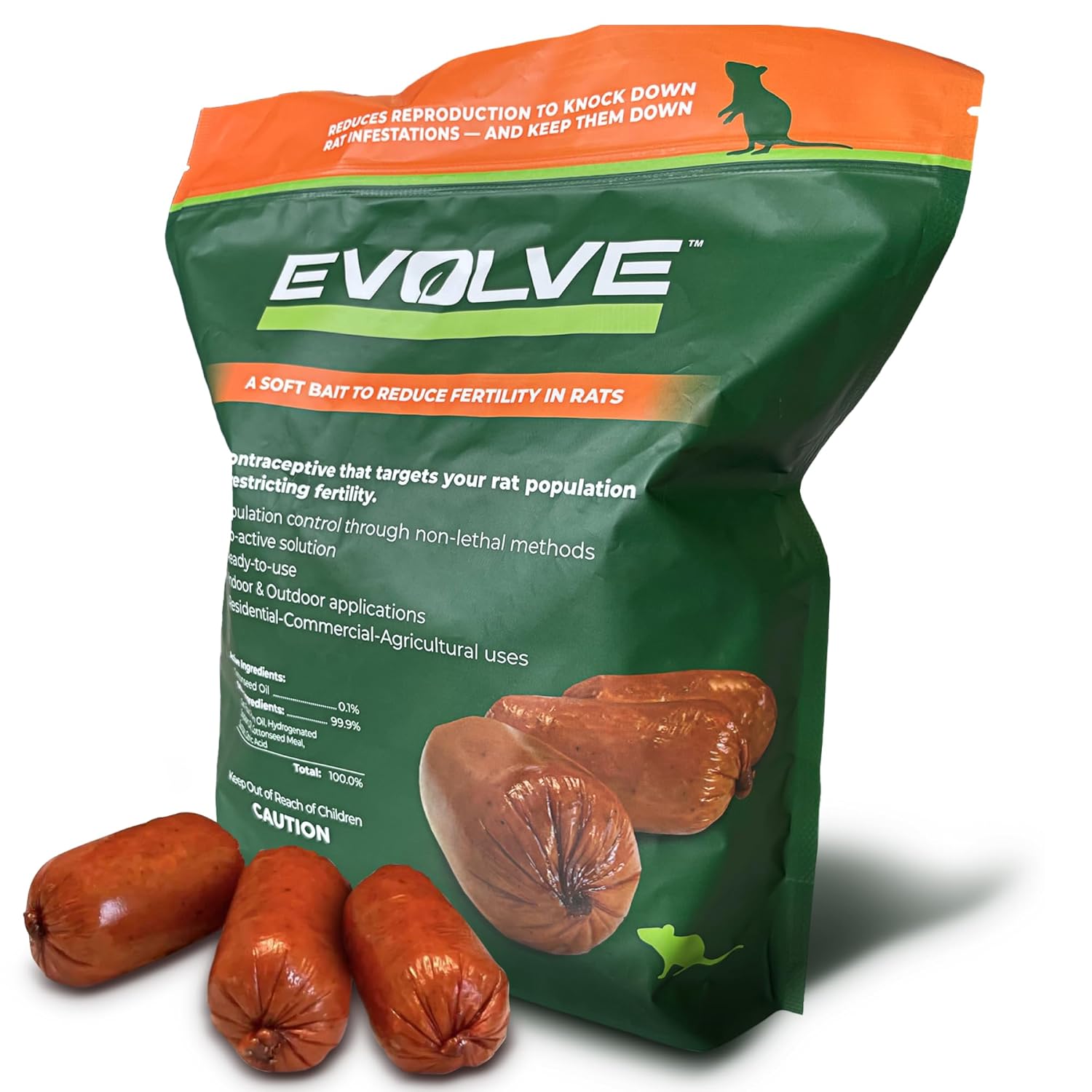 Evolve Cottonseed Oil-Based Soft Bait Contraceptive for Rats, Formulated to Lessen The Population in or Near Your Home (3 lbs) Evolve Cottonseed Oil-Based Soft Bait Contraceptive for Rats, Formulated to Lessen The Population in or Near Your Home (3 lbs)