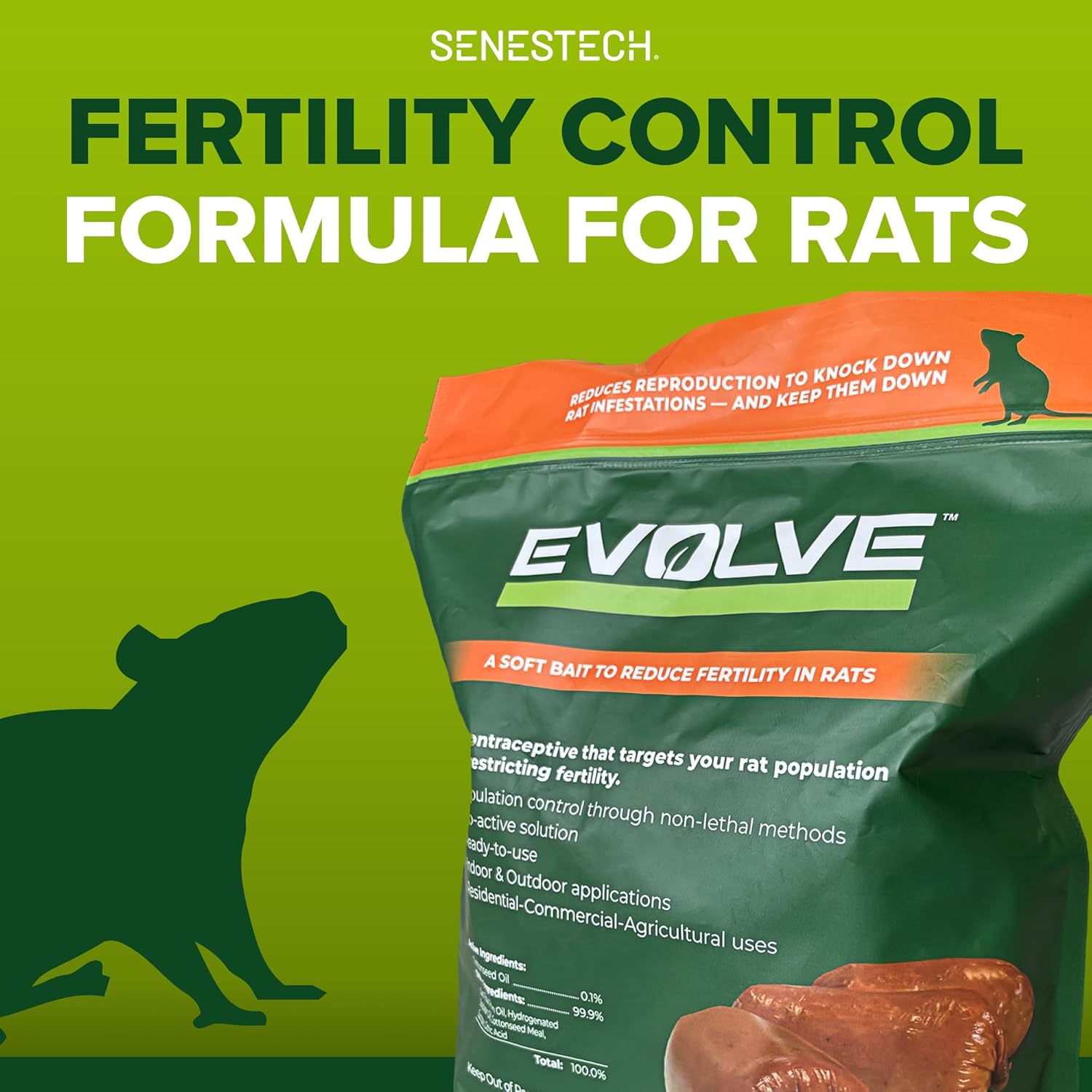 Evolve Cottonseed Oil-Based Soft Bait Contraceptive for Rats, Formulated to Lessen The Population in or Near Your Home (3 lbs)1