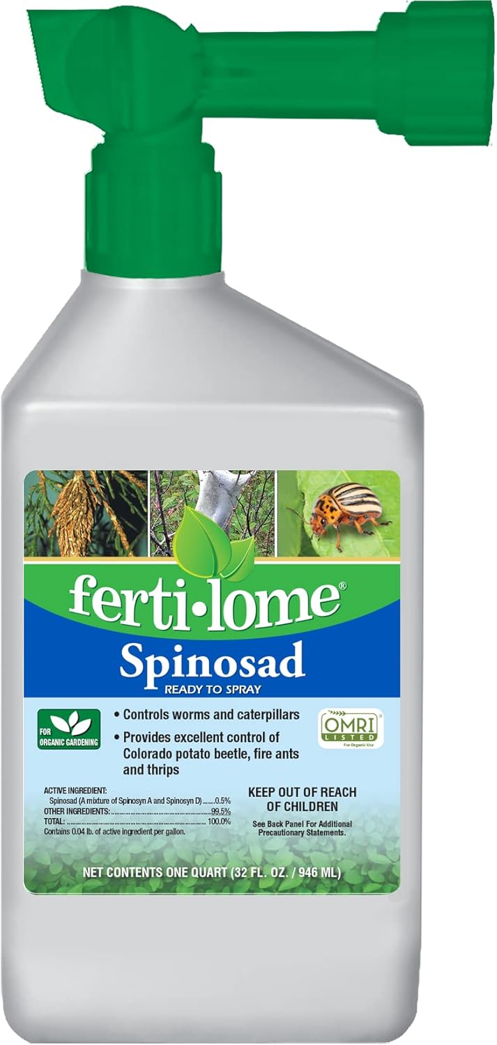 Fertilome (16064) Spinosad Insecticide Ready to Spray, Spinosad Bagworm, Tent Caterpiller & Chewing Insect Killer, OMRI Listed (32 oz.) Fertilome (16064) Spinosad Insecticide Ready to Spray, Spinosad Bagworm, Tent Caterpiller & Chewing Insect Killer, OMRI Listed (32 oz.)
