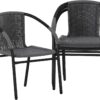 Flash Furniture Lila Modern Rattan Indoor/Outdoor Stackable Dining Chairs, Stacking Rattan Bistro Chairs for Patio or Restaurant, Set of 4, Gray
