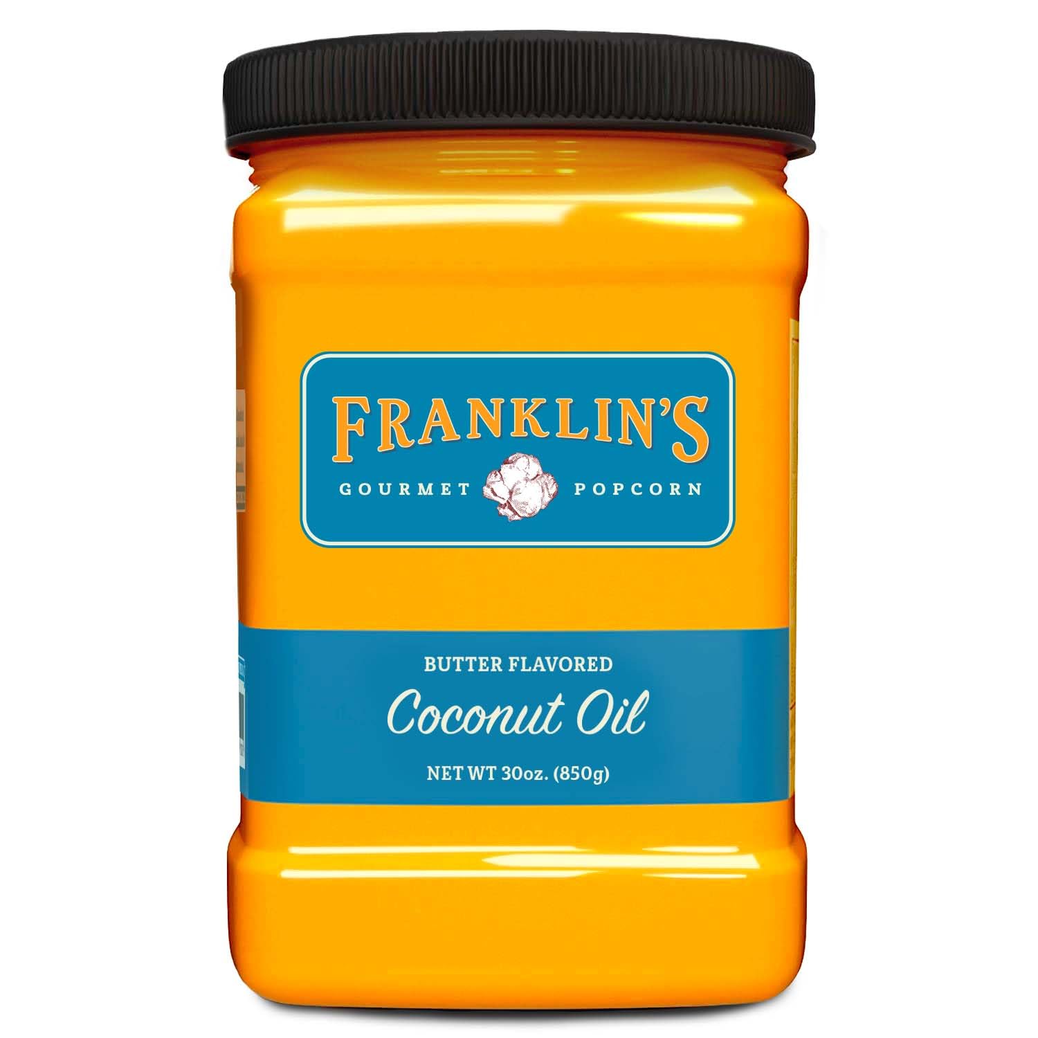 Franklin’s Gourmet Popcorn Butter Flavored Coconut Oil - 30 oz- Zero Trans Fat - Vegan & Gluten Free Movie Theater Popcorn Butter Oil Franklin’s Gourmet Popcorn Butter Flavored Coconut Oil - 30 oz- Zero Trans Fat - Vegan & Gluten Free Movie Theater Popcorn Butter Oil