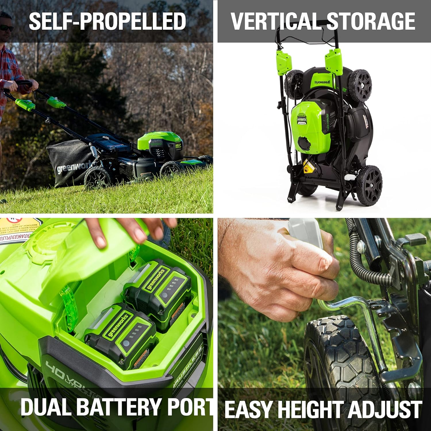 Greenworks 40V 21 Brushless Cordless (Self-Propelled) Lawn Mower (75+ Compatible Tools), 5.0Ah Battery and Charger Included56