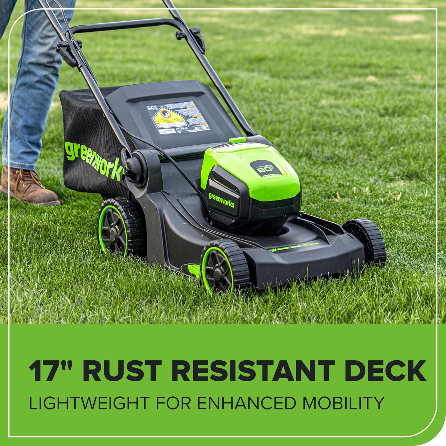 Greenworks 60V 17 Brushless (Push) Mower + 60V (610 CFM) Brushless Blower, 4.0Ah Battery and 3A Charger7
